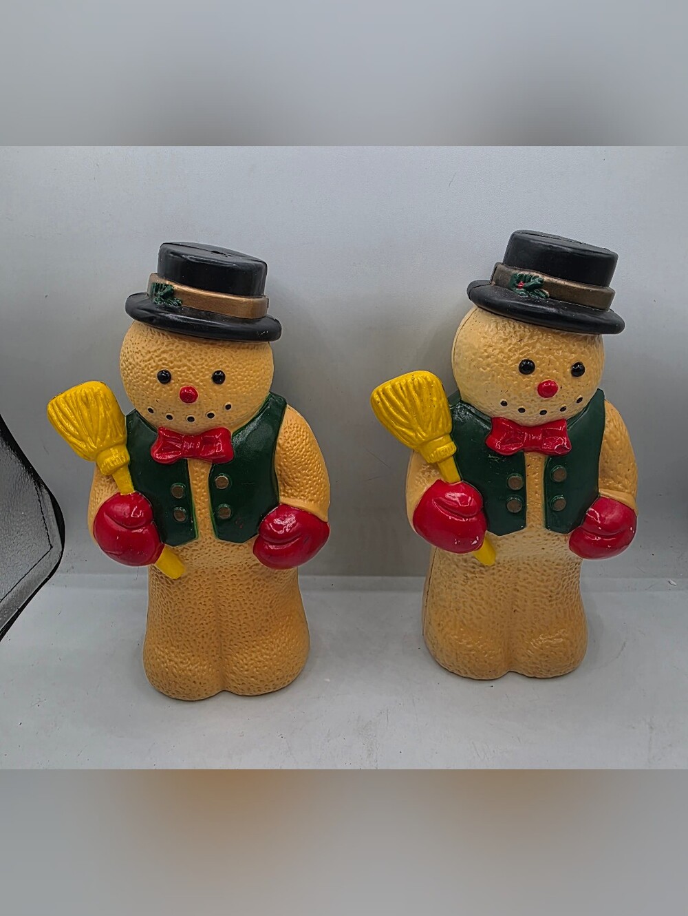Vintage Snowman Hard Plastic Light Covers 9.5x5.5in Indoor Outdoors Set of 2.